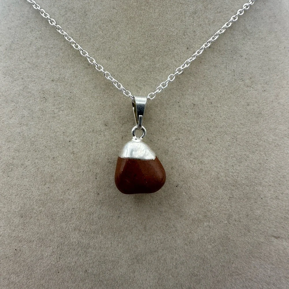 Silver and Red Pendant Necklace